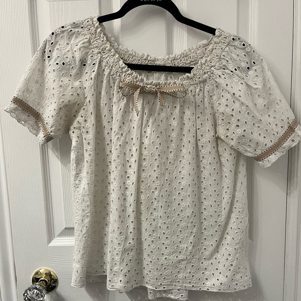 Imperial White Lace babydoll top with bow